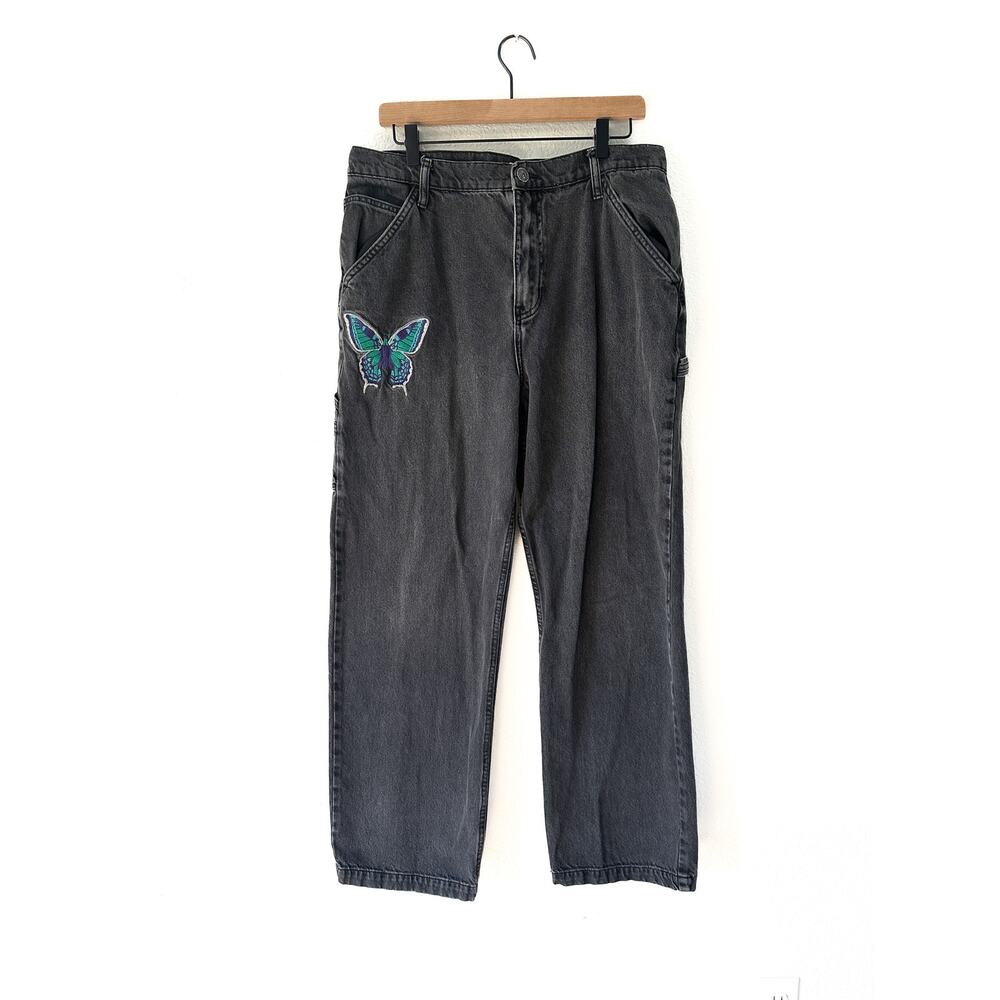 Butterfly Embroidered Skate Carpenter Jeans Wearable Art 34x32